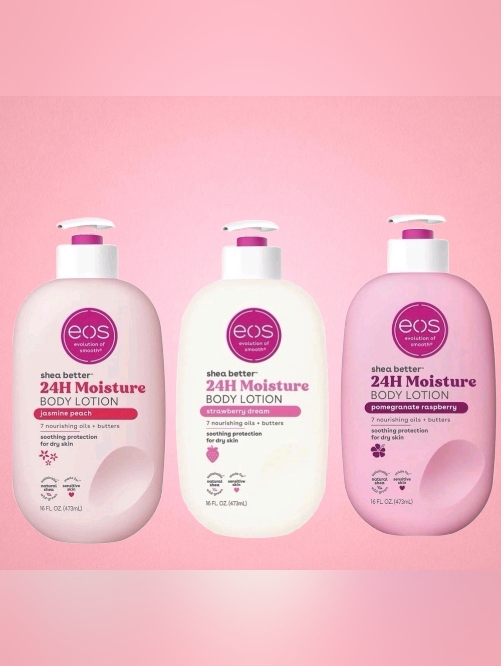 NEW EOS Shea Butter Lotion Bundle (3) | Strawberry Dream, Pomegranate  & Jasmine